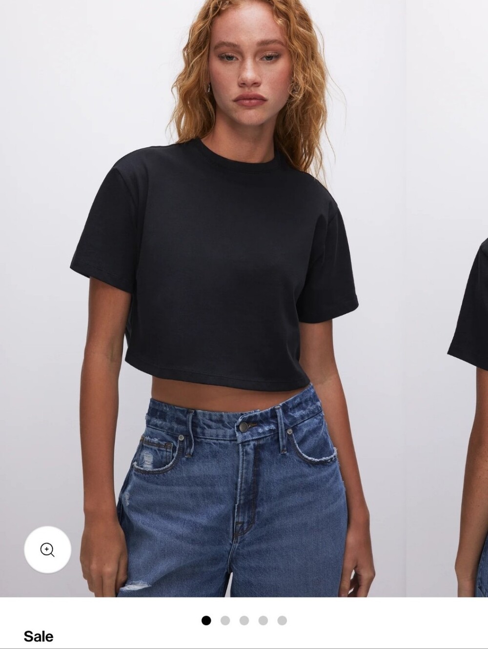 Good American Black Cotton Crop Tee